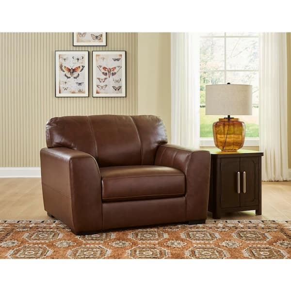 Industrial Style Chair And A Half with Metal Frame in Dark Brown