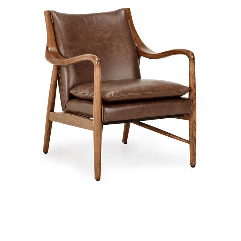 Industrial Swivel Accent Chair with Weathered Brown Finish