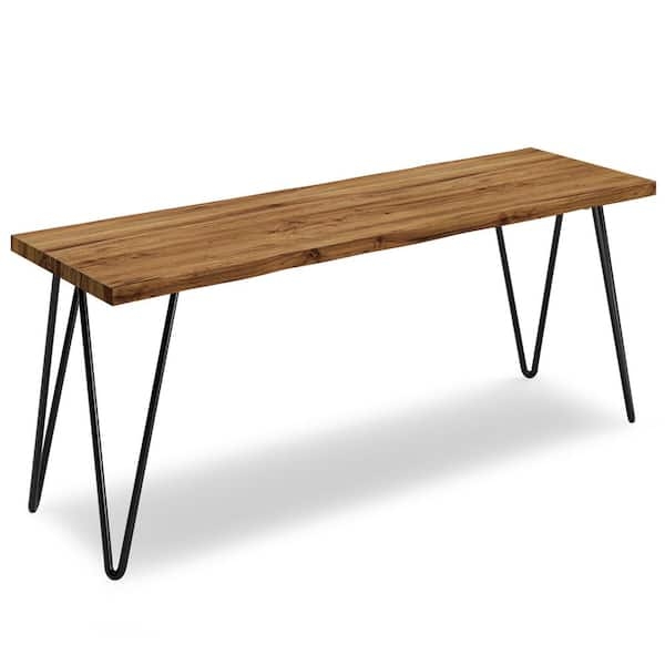 Industrial Wood Bench with Hairpin Legs for Minimalist Entryway