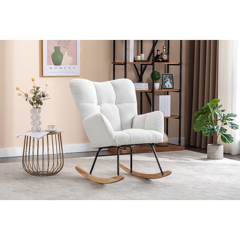 Ivory Accent Chair Curved Back Tapered Black Legs Modern Minimalist