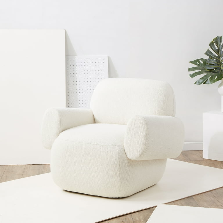 Ivory Curved Back Upholstered Accent Chair Dark Wood Frame