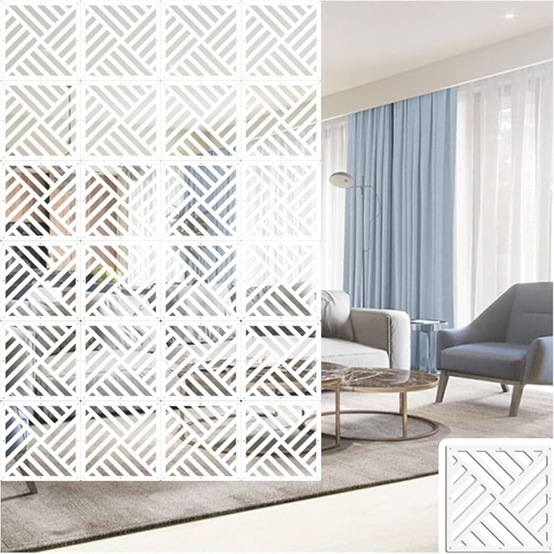 - JDXQBLD Hanging Room Divider, Separator Privacy Screen for  Farmhouse Home Office Bar, 29x29cm Hanging Room Divider  Panels,White-29cm-30pcs