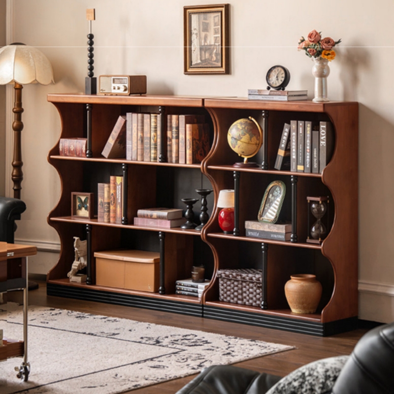 Leaning Bookcase Natural Wood Grain Six Tiers Scandinavian Minimalist
