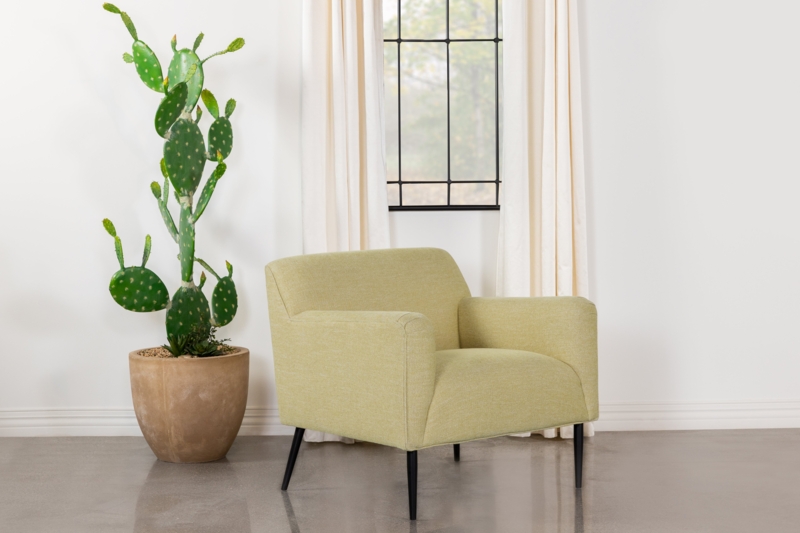 Lemon Yellow Accent Chair with Tufted Back and Track Arms
