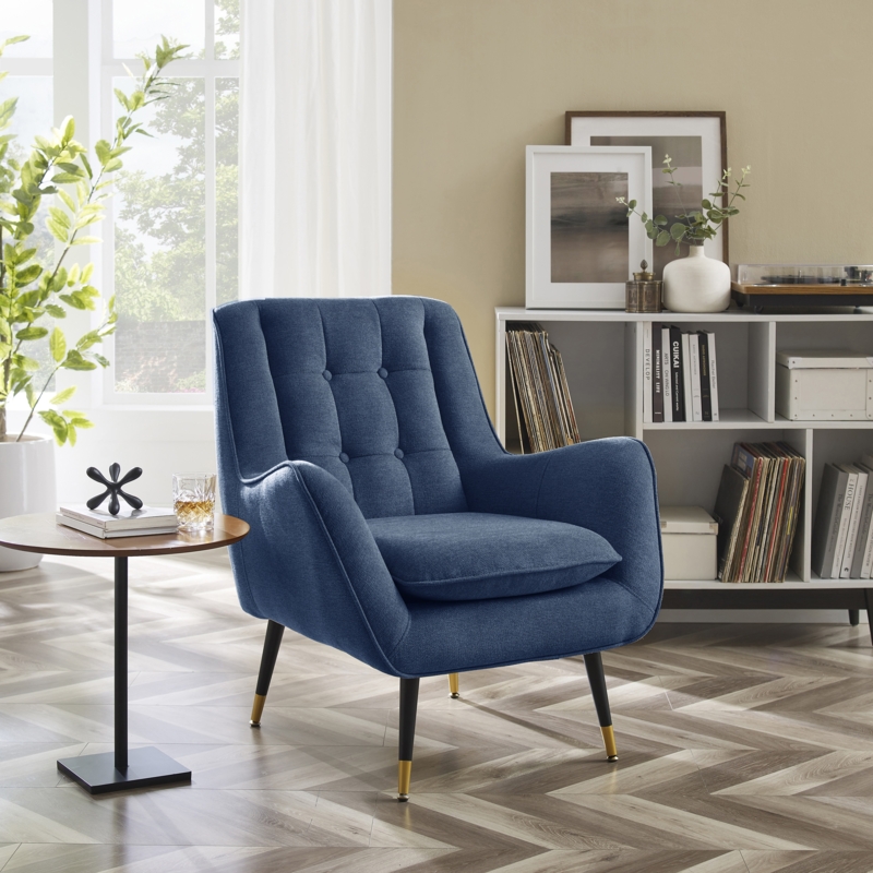 Light Gray Velvet Accent Chair featuring Flared Arms and Tapered Legs