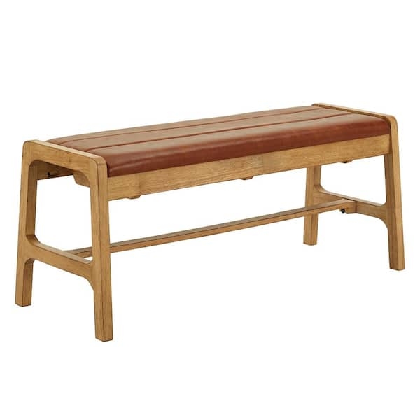 Light Oak Dining Bench Rectangular Silhouette Tapered Legs