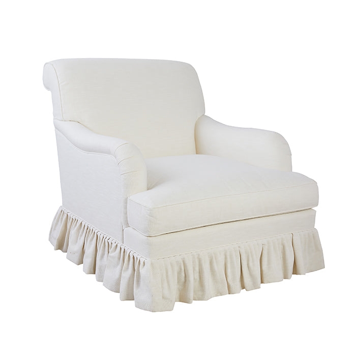 Lilac Floral Armchair with English Roll Arms and Turned Legs