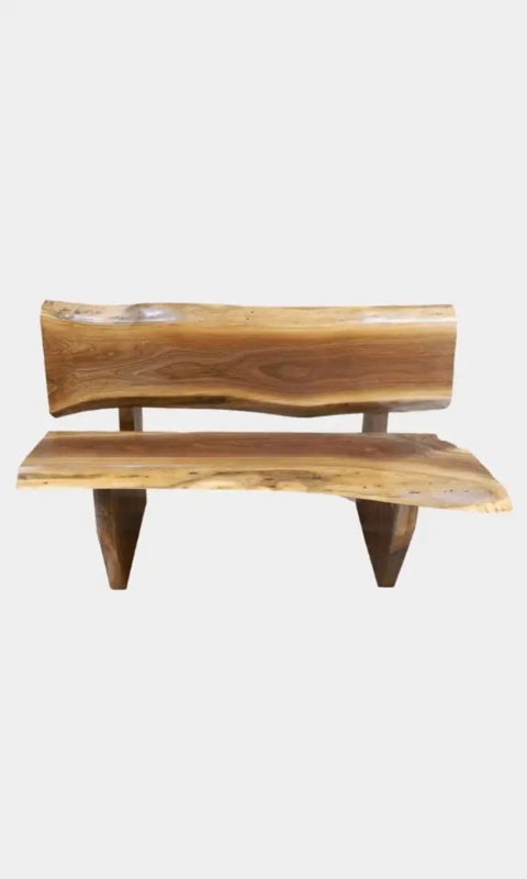 Live Edge Bench Slab Backrest Industrial Metal Supports Sturdy