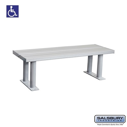 Locker Bench Brushed Aluminum Pedestal Base ADA Compliant Wide
