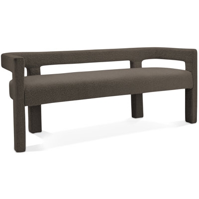Long Bench with Boucle Texture & Upholstered Legs, Off-White