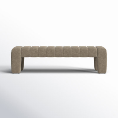 Long Black Bedroom Bench with Continuous Curved Backrest
