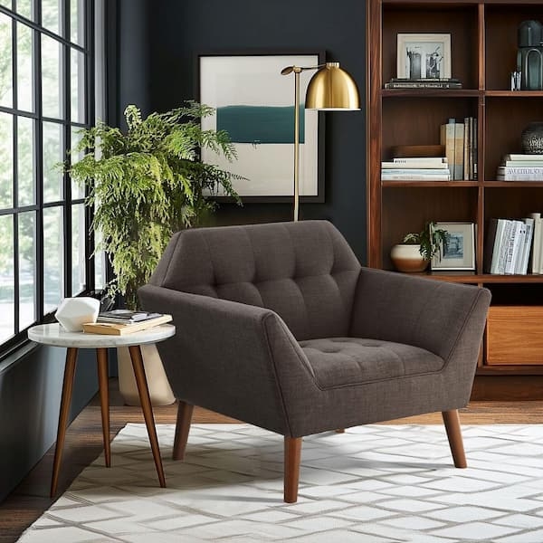 Lounge Chair Slanted Back Mid Century Wood Frame