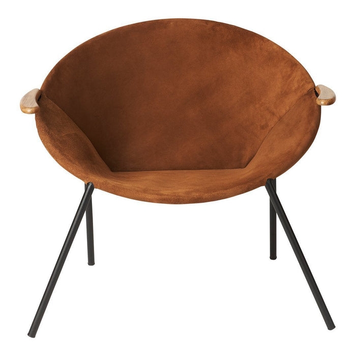 Lounge Chair Tripod Base Warm Brown Nubuck Mid Century