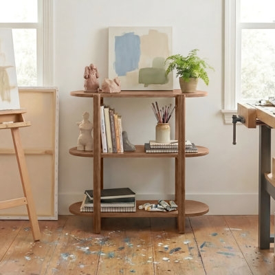 Low Bookcase Horizontal Silhouette Blonde Wood Scandinavian Style