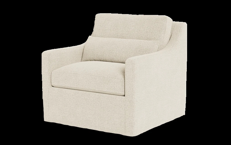 Low Profile Accent Chair Slipcovered Curved Back