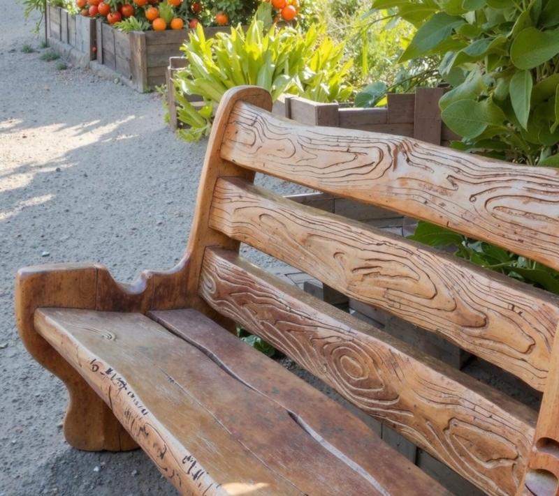Low Profile Bench Slab Construction Thick Legs Wabi Sabi Earthy