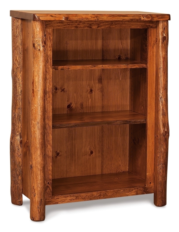 Low-Profile Bookcase, Natural Log Posts, Three Shelves
