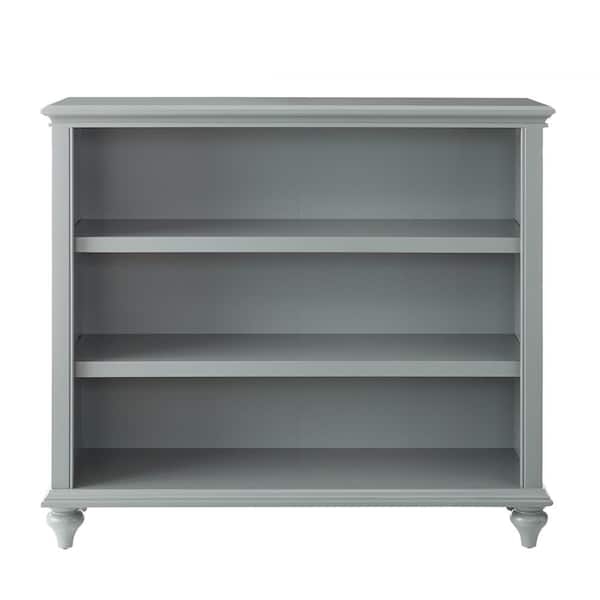 Low Profile Bookcase with Recessed Side Panels, Distressed Finish