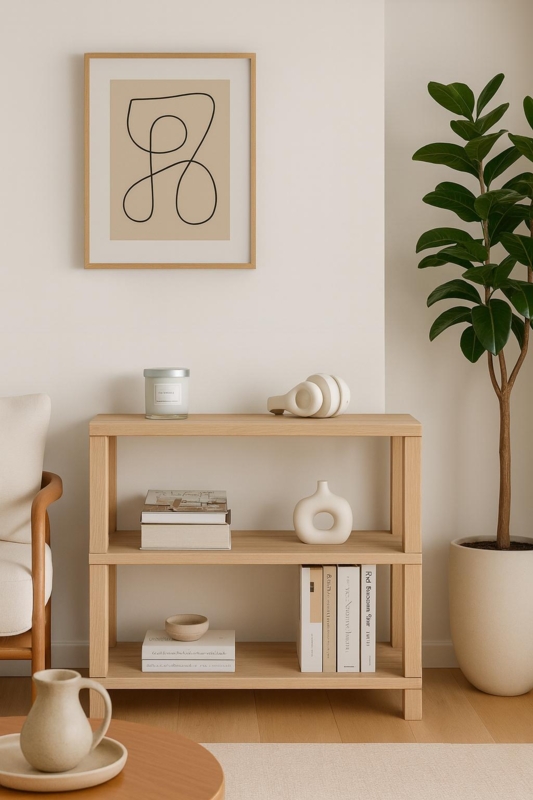 Low Profile Mid-Century Modern Bookcase With Tapered Legs