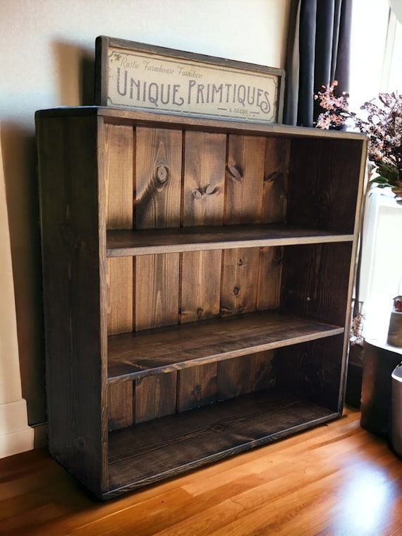 Low Profile Rustic Farmhouse Cubby Bookcase Console