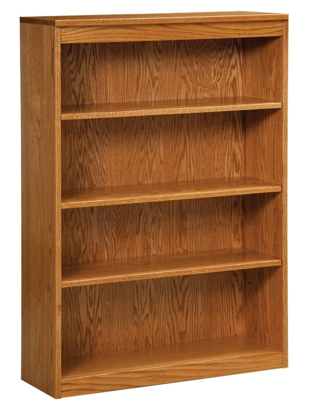 Low Profile Wood Bookcase with Transitional Silhouette and Natural Grain