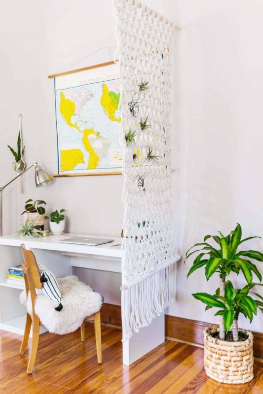 Macrame Room Divider Woven Texture Fringe Bottom Hanging Wall Screen