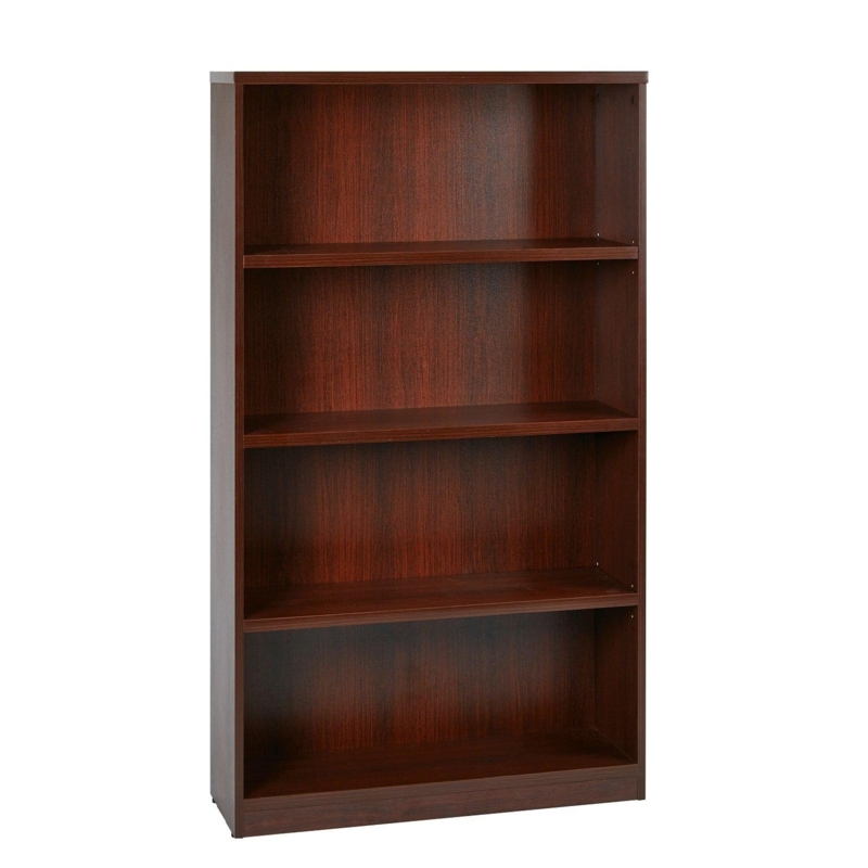 Mahogany Wood Office Bookcase with Thick Shelves