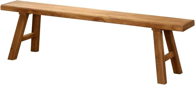 - Majiclovie Home-Bench, Brown Wooden Farmhouse Indoor Bench,  160*26*45cm/63*10.2*17.7in, Natural Wood Finish, Regular Wood Legs - Table  Benches