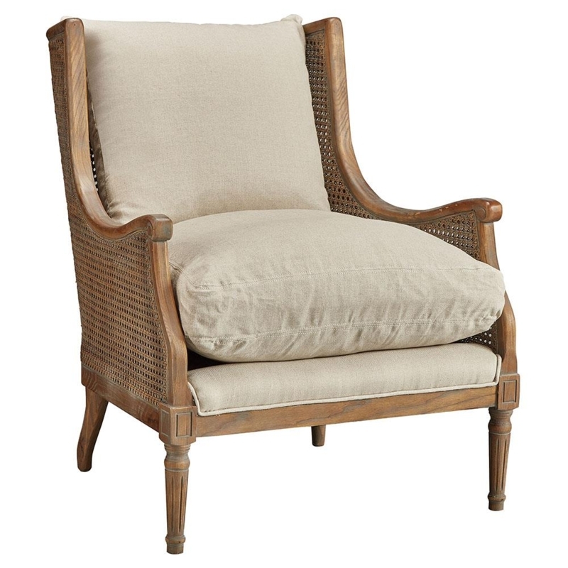 Medallion Back Accent Chair with Fluted Legs and Weathered Finish