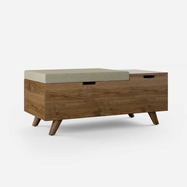 Meller Beige Upholstered Wood Storage Bench | Whalen Furniture