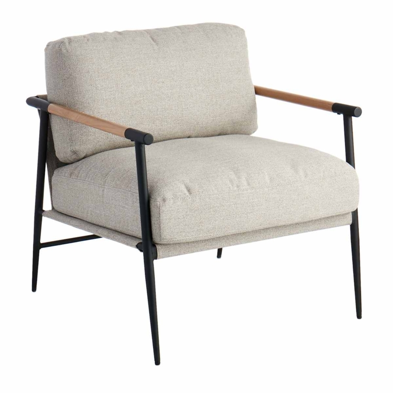 Metal Frame Accent Chair Sled Base Integrated Arm Sleeves Grey