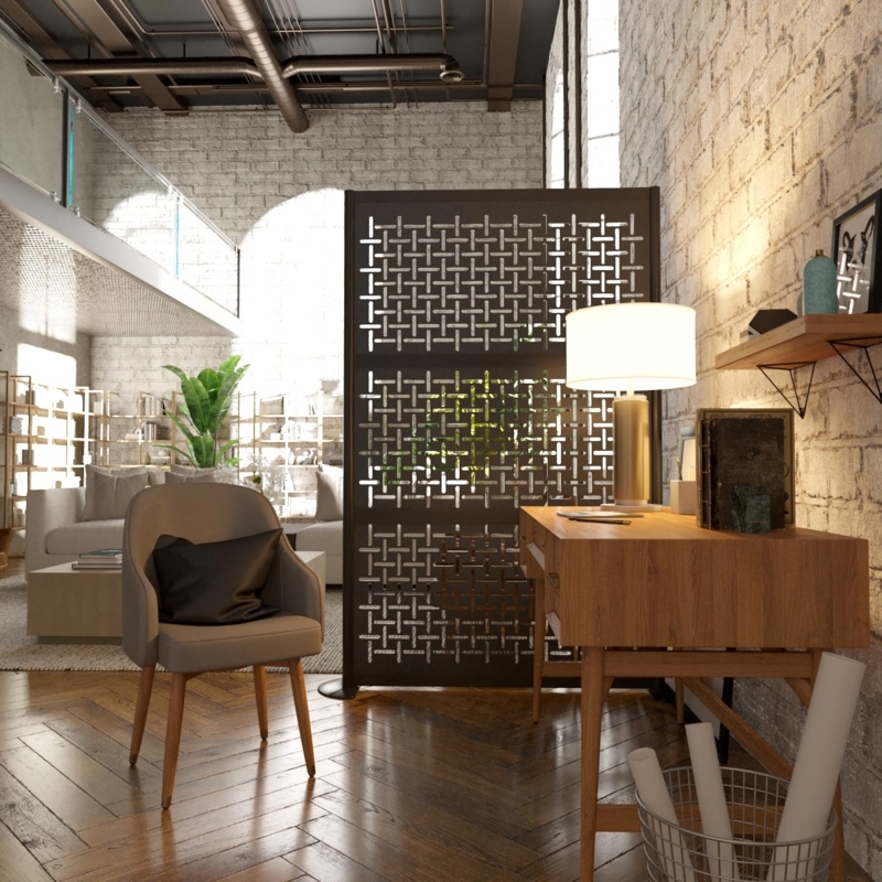 Metal Mesh Screen Divider Woven Lattice Pattern Charcoal