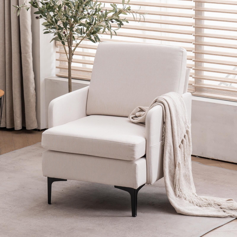 Mid-Century Accent Chair with Button Tufted Back and Integrated Arms