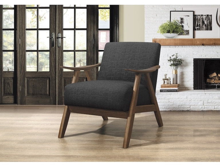 Mid-Century Accent Chair with Exposed Walnut Wood Frame