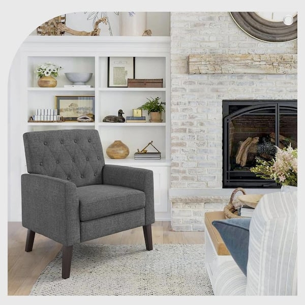 Mid-Century Button Tufted Accent Chair with Scoop Seat