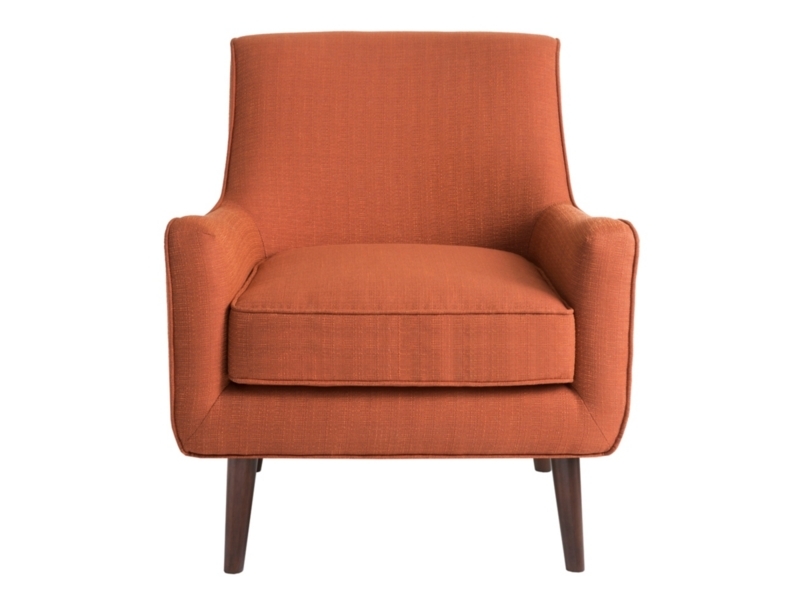 Mid-Century Modern Accent Chair, Cognac Brown Leather-Like Upholstery