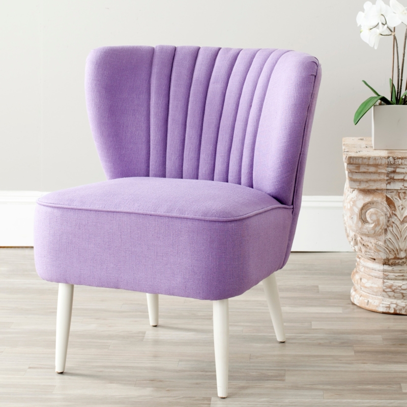Mid-Century Modern Accent Chair Plum Upholstery Tapered Wood Legs
