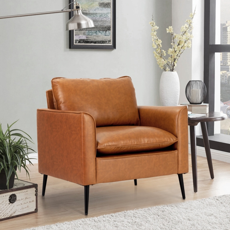Mid-Century Modern Accent Chair with Open Wood Frame