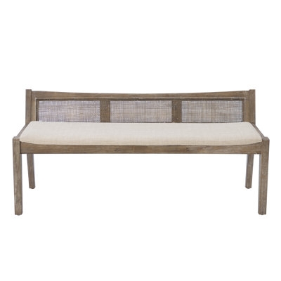 Mid-Century Modern Bench Cane Back Wood Entryway Seating