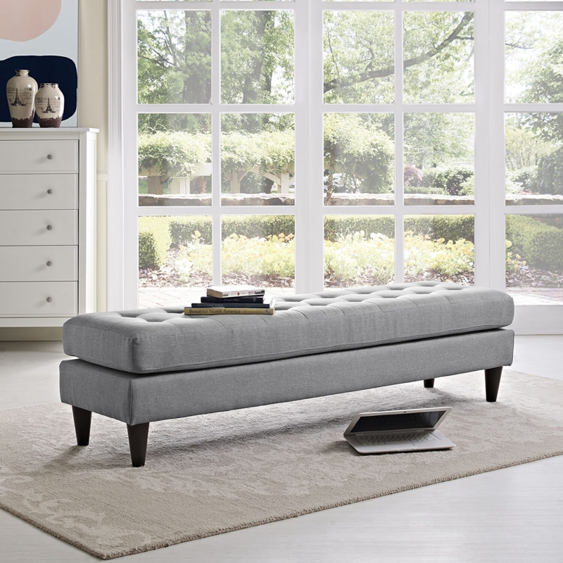 Mid-Century Modern Bench with Long Profile for Window Seating