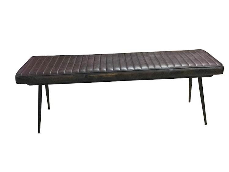 Mid-Century Modern Bench with Ribbed Upholstered Seat