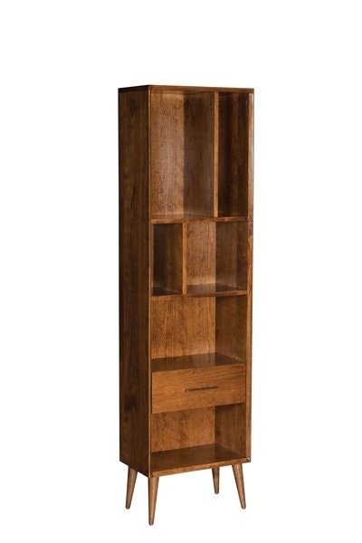 Mid-Century Modern Bookcase with Bottom Drawer Storage