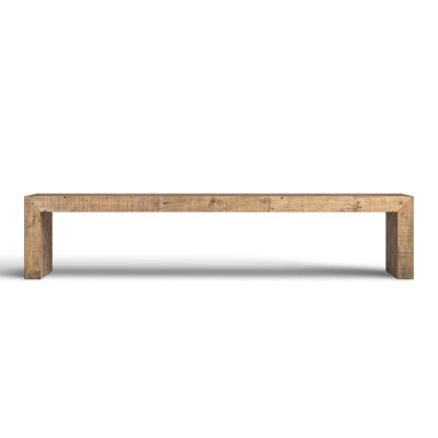 Mid Century Modern Entryway Bench with Slatted Wood Storage Shelf
