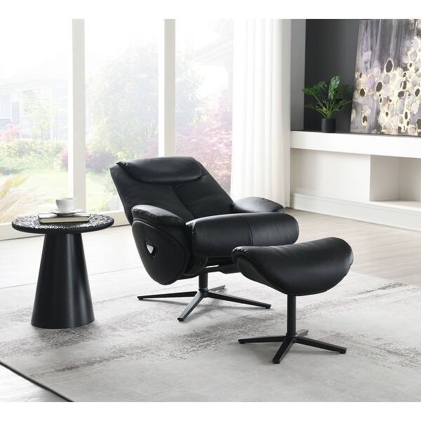 Mid-Century Swivel Lounge Chair & Ottoman Set in Cognac Leather
