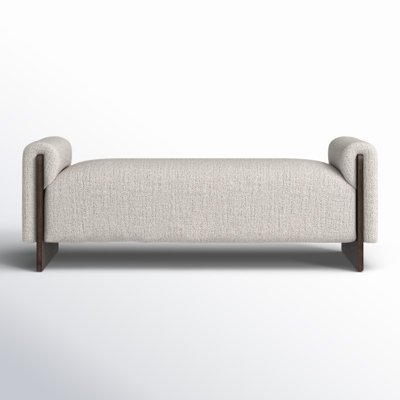 Minimalist Bench Boucle Texture Dark Tapered Legs Cream