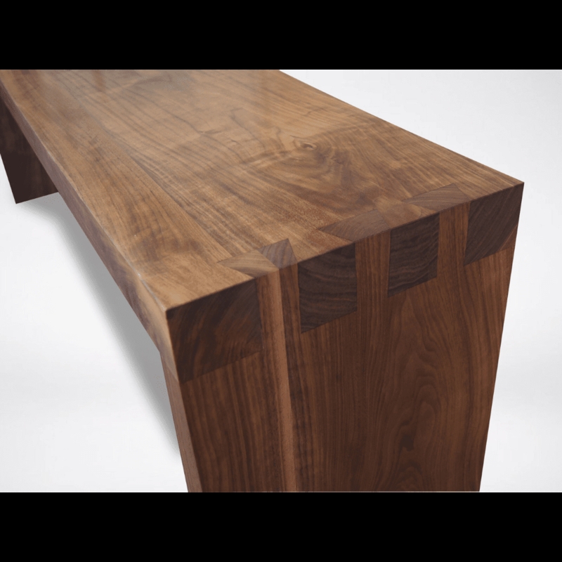 Minimalist Bench, Splayed Legs & Rounded Seat Corners