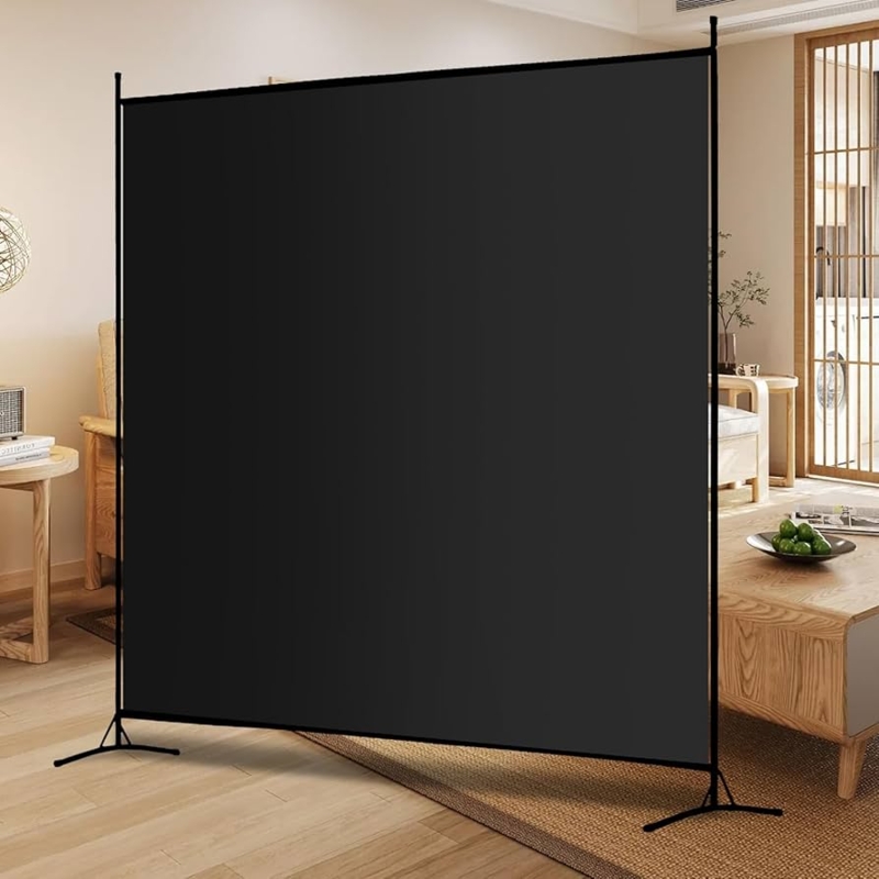 Minimalist Black Room Divider Large Single Panel Japanese Style Screen