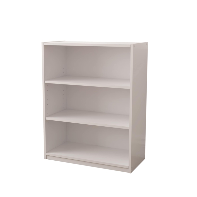 Minimalist Bookcase Matte White Finish Three-Tier Storage