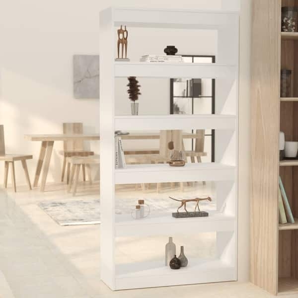 Minimalist Bookcase Room Divider with Open Geometric Frame, Matte Finish