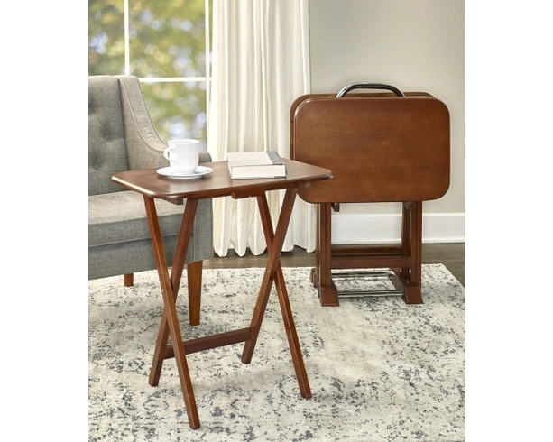Minimalist Folding Tray Table Matte Black X-Frame Collapsible Base